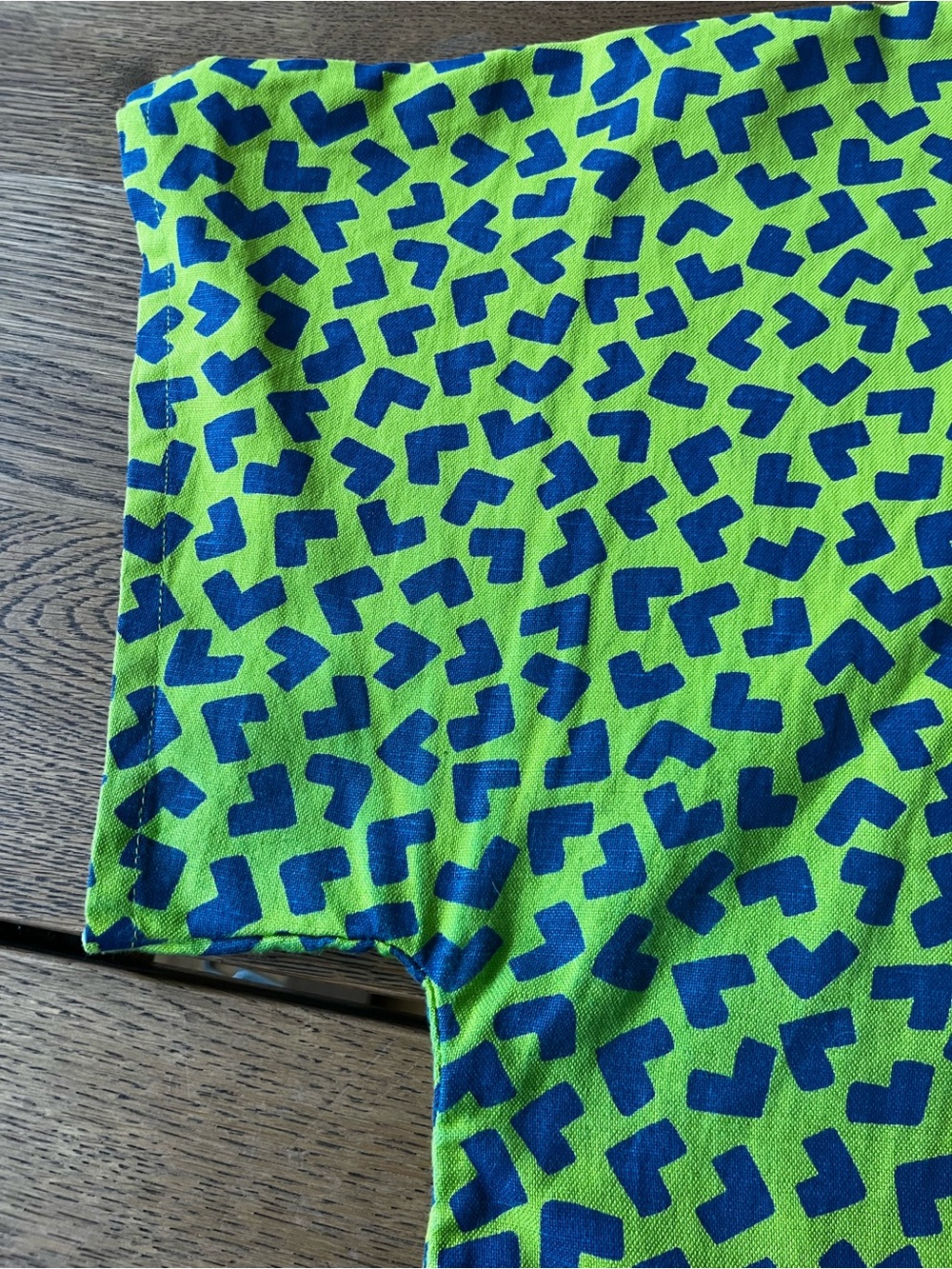 Gudrun Sjoden Lime Green and Navy Button-Down Shirt Swedish Linen Colorful Fun - Picture 6 of 6